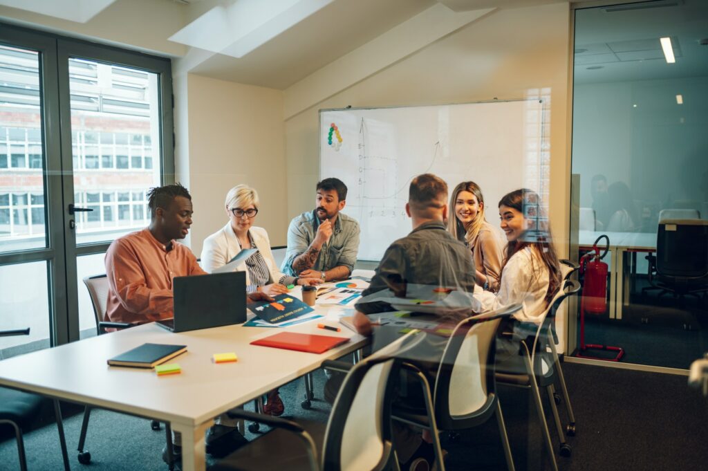 Multiracial business team having a meeting in the office